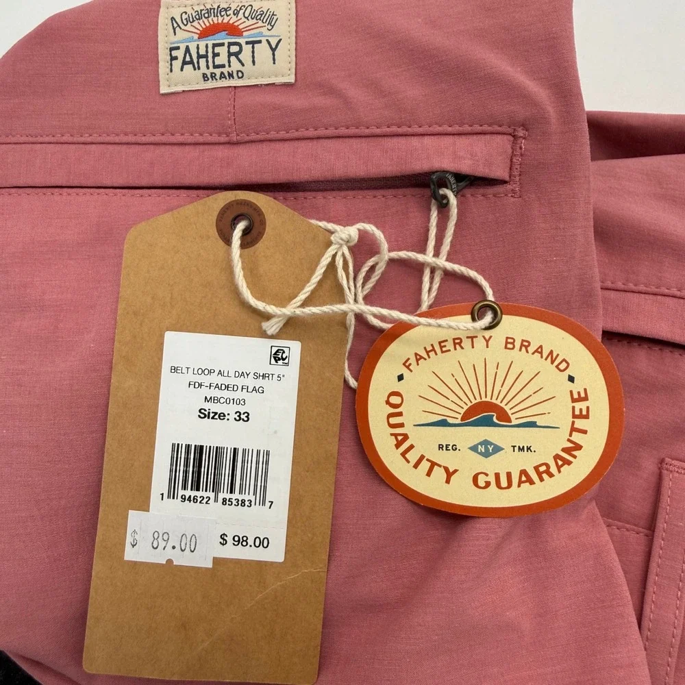 Faherty Shorts Mens 33 Pink All Day Short 5